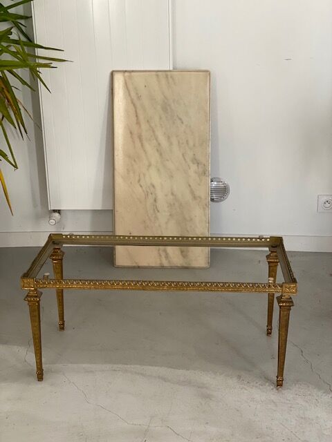 Marble and bronze coffee table
