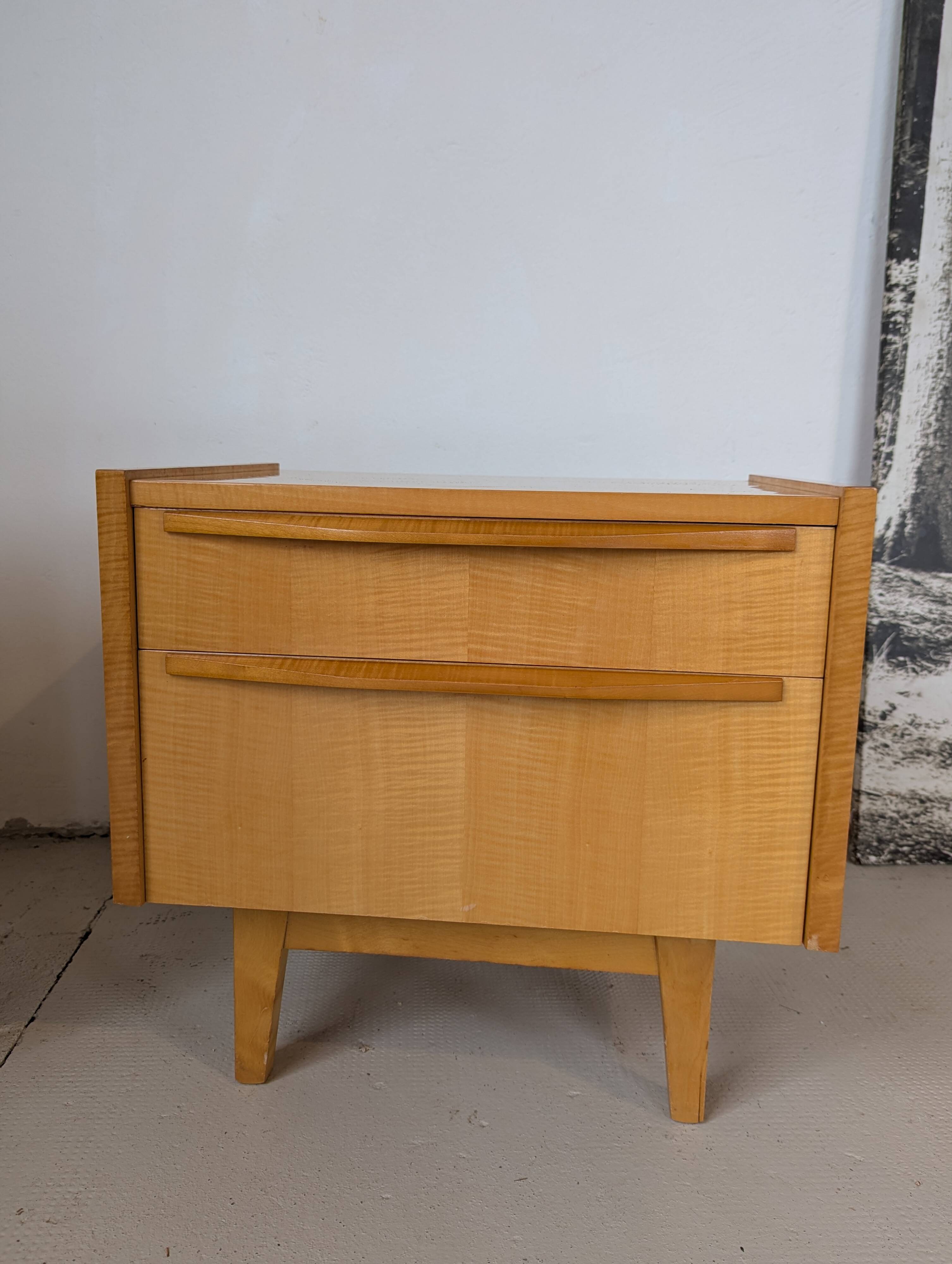 Pair of bedside tables in light wood