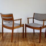 Pair of vintage Scandinavian Poul Volther J72 oak armchairs, 1960s