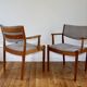Pair of vintage Scandinavian Poul Volther J72 oak armchairs, 1960s