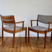 Pair of vintage Scandinavian Poul Volther J72 oak armchairs, 1960s