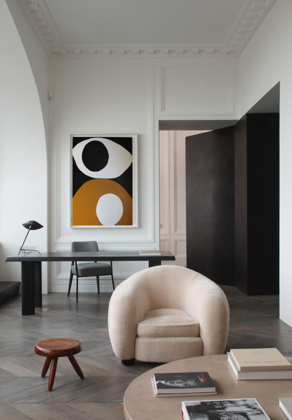 Abstract ochre canvas