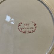 Set of 4 old flat plates Terre de Fer, earthenware of Badonviller