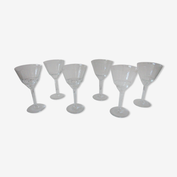 Lot B 6 glasses of chiseled crystal wine Height 15.5 cm Diameter edge sup. 8 cm