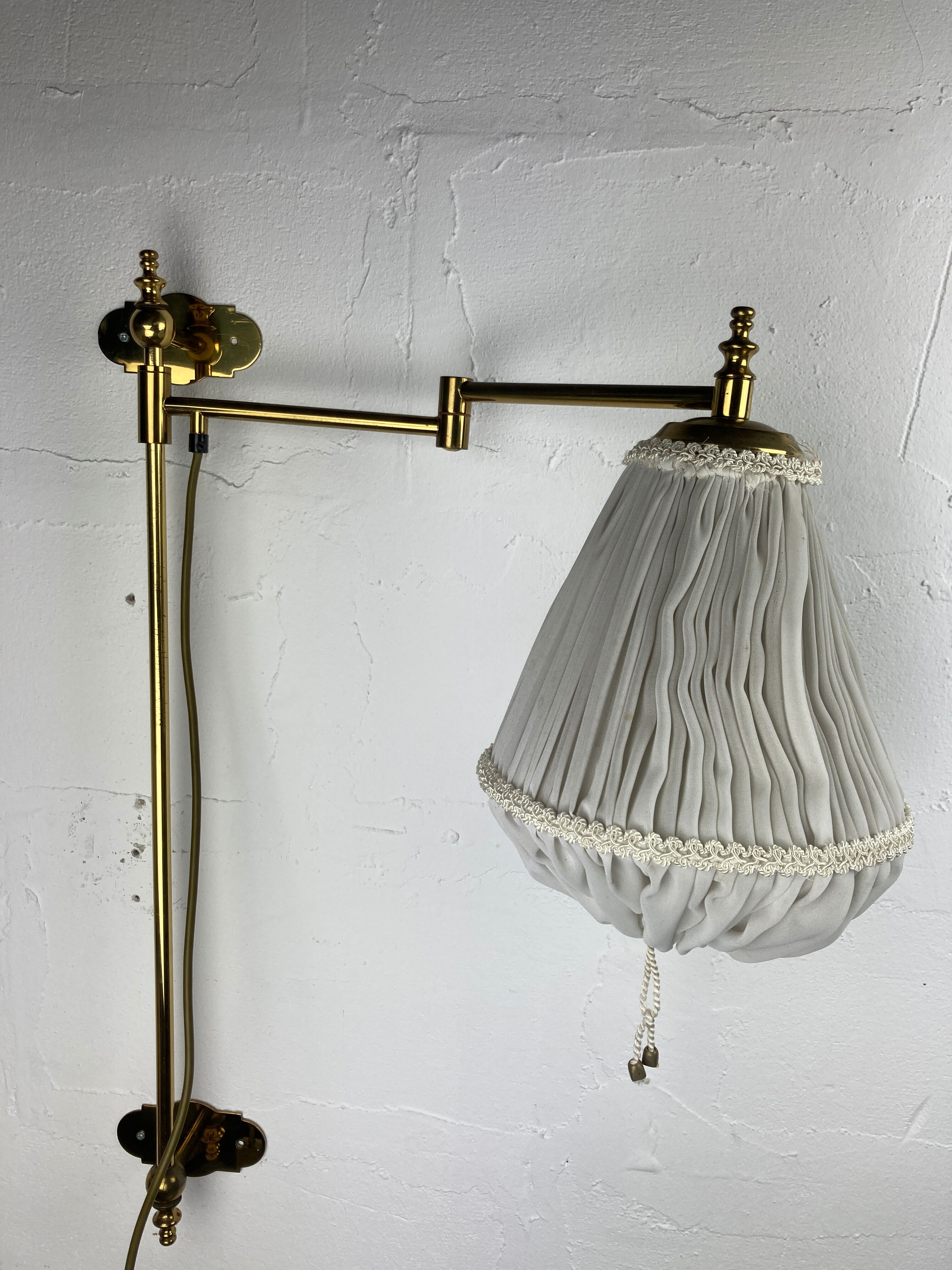 Brass art deco swivel arc wall lamp