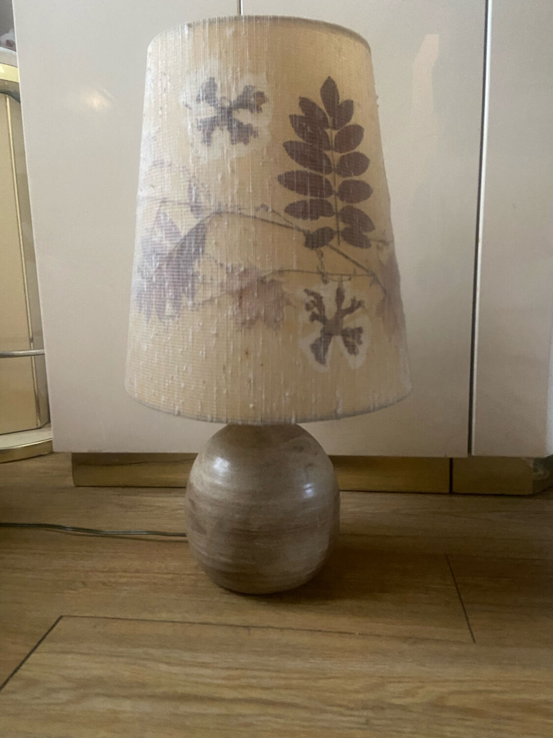 Vintage stoneware lamp signed