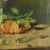 Tableau ancien français nature morte huile sur toile signée L. Bouchu 1912