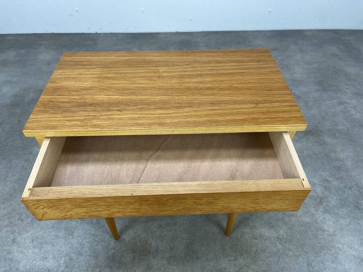 Table de chevet vintage bois blond, années 60