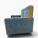 Vintage blue armchair/daybed/sofa bed with yellow accents.