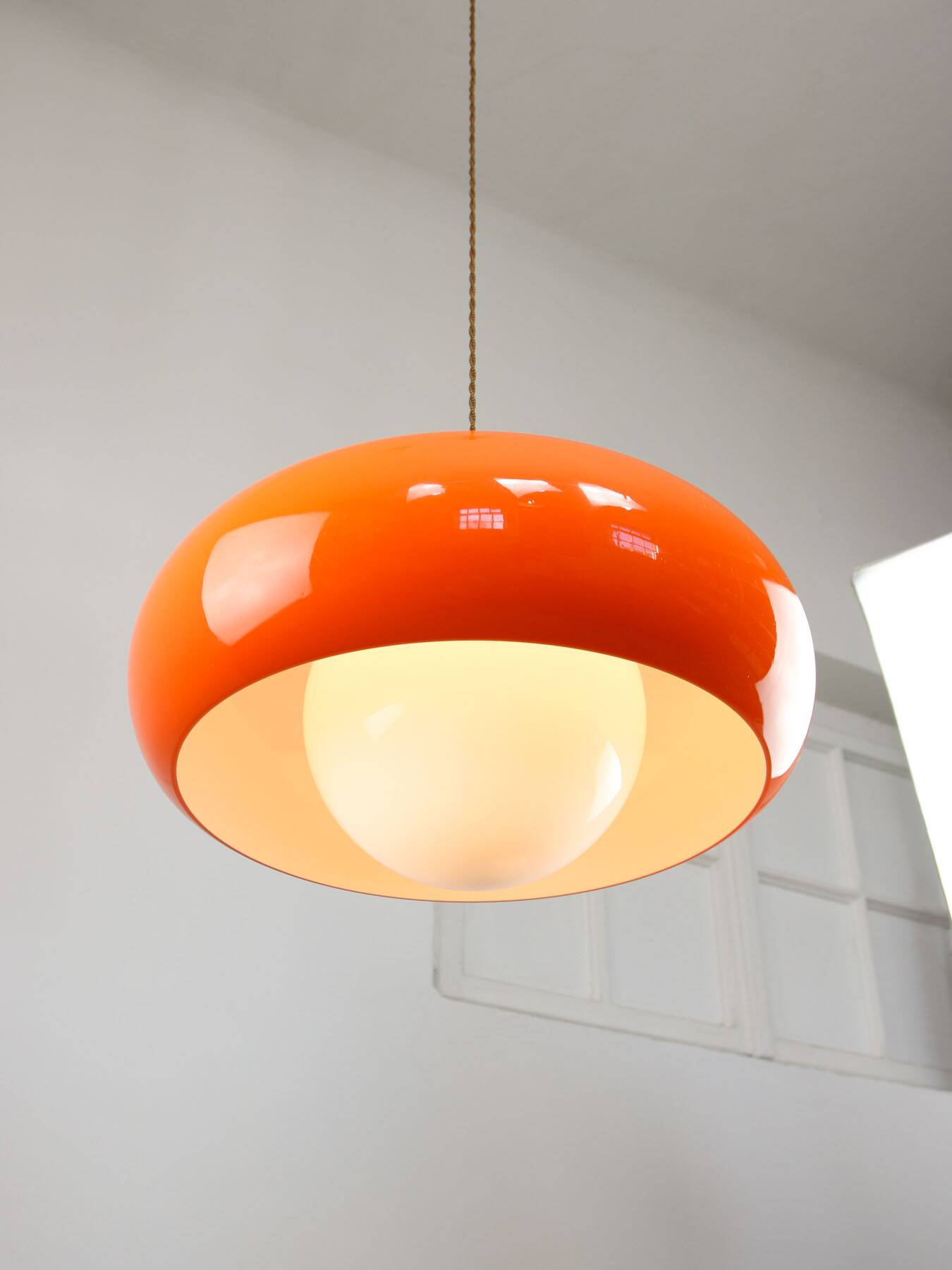 Large Space Age Model Best Pendant from Guzzini in Orange, 1970s
