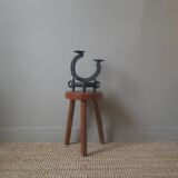 Bougeoir en fonte de ferronnerie fer à cheval chandelier candélabre décoration brutaliste artisanal