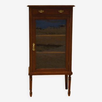 Mahogany veneer display case, opening with a Louis XVI style door and drawer - Very good condition