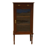 Mahogany veneer display case, opening with a door and a drawer, Louis XVI style - Very good condition