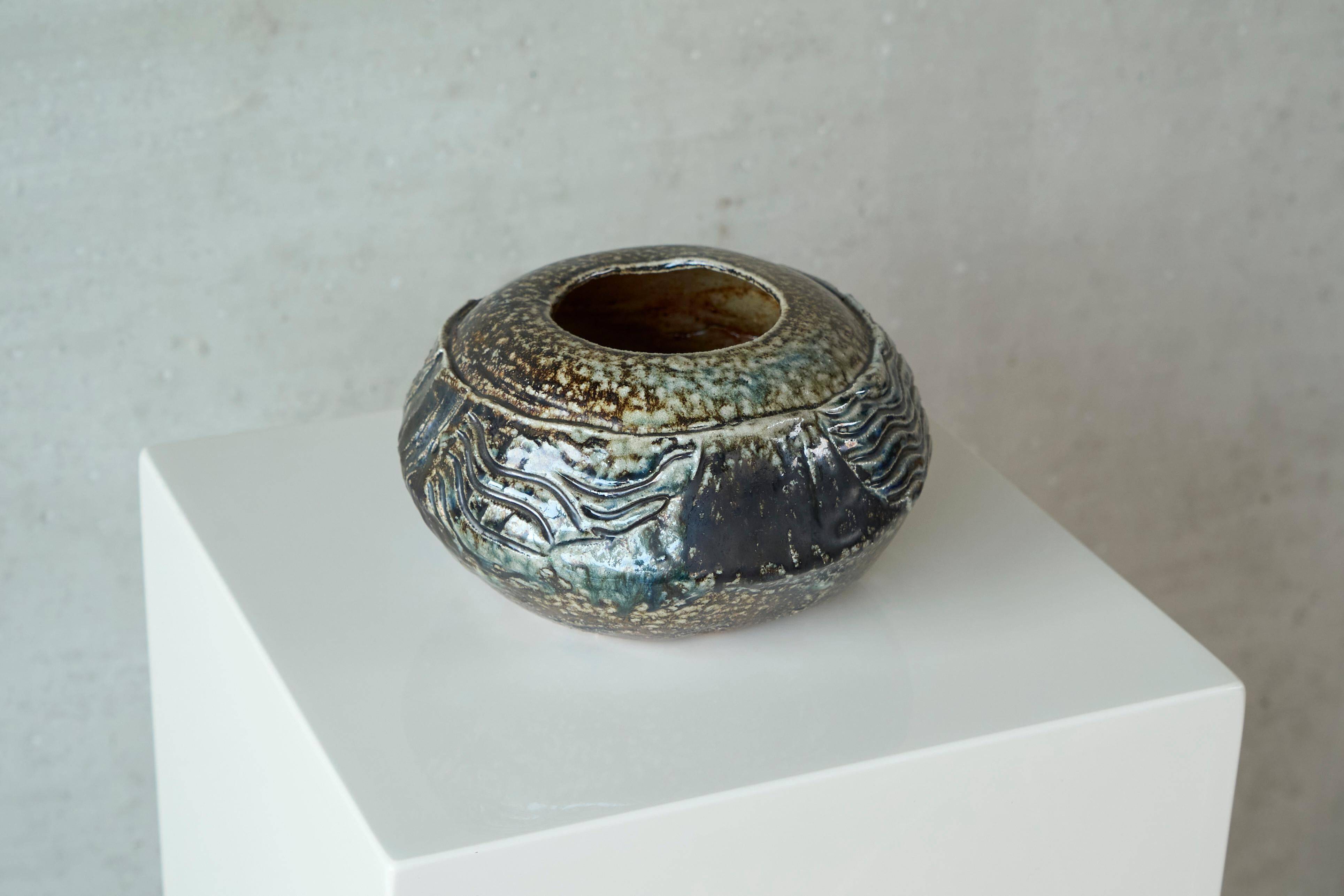 Table centrepiece or vase in studio pottery from the mid-century, 1960s.