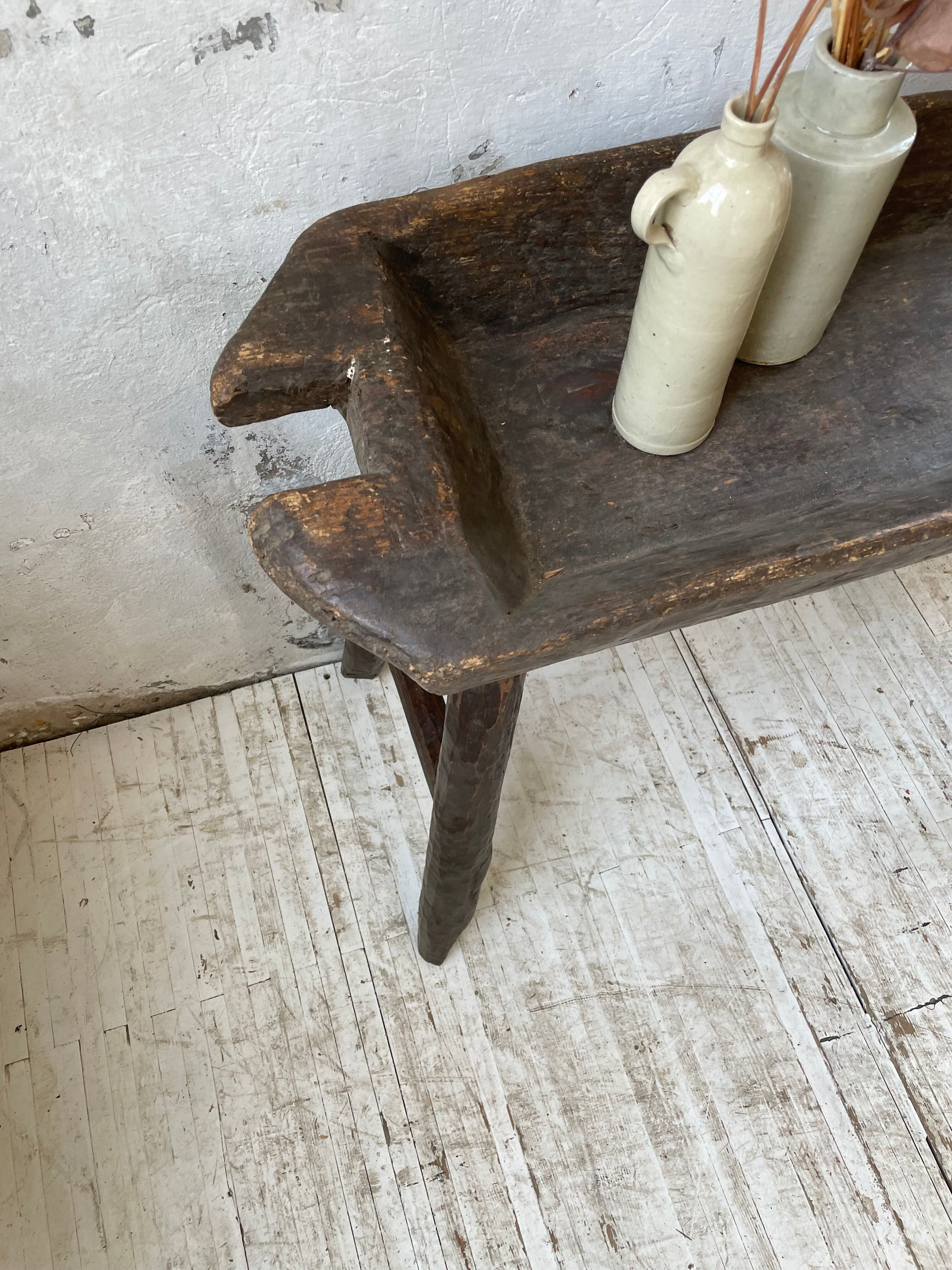 Brutalist solid wood console