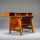 Mid-century modern teak desk, 1980s