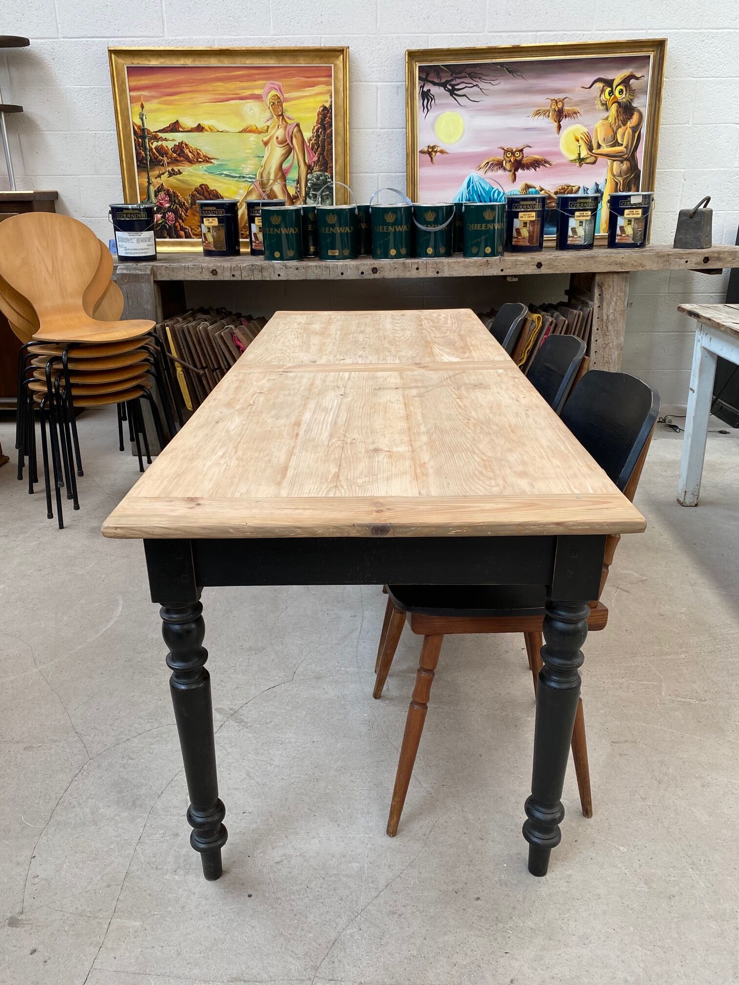 Farm table feet turned