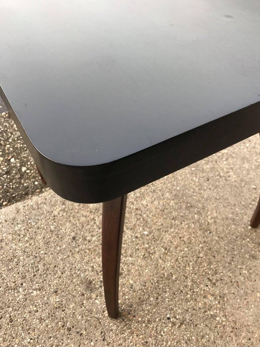 H259 coffee table by Jindrich Halabala in brown and white beech, 1930s design.