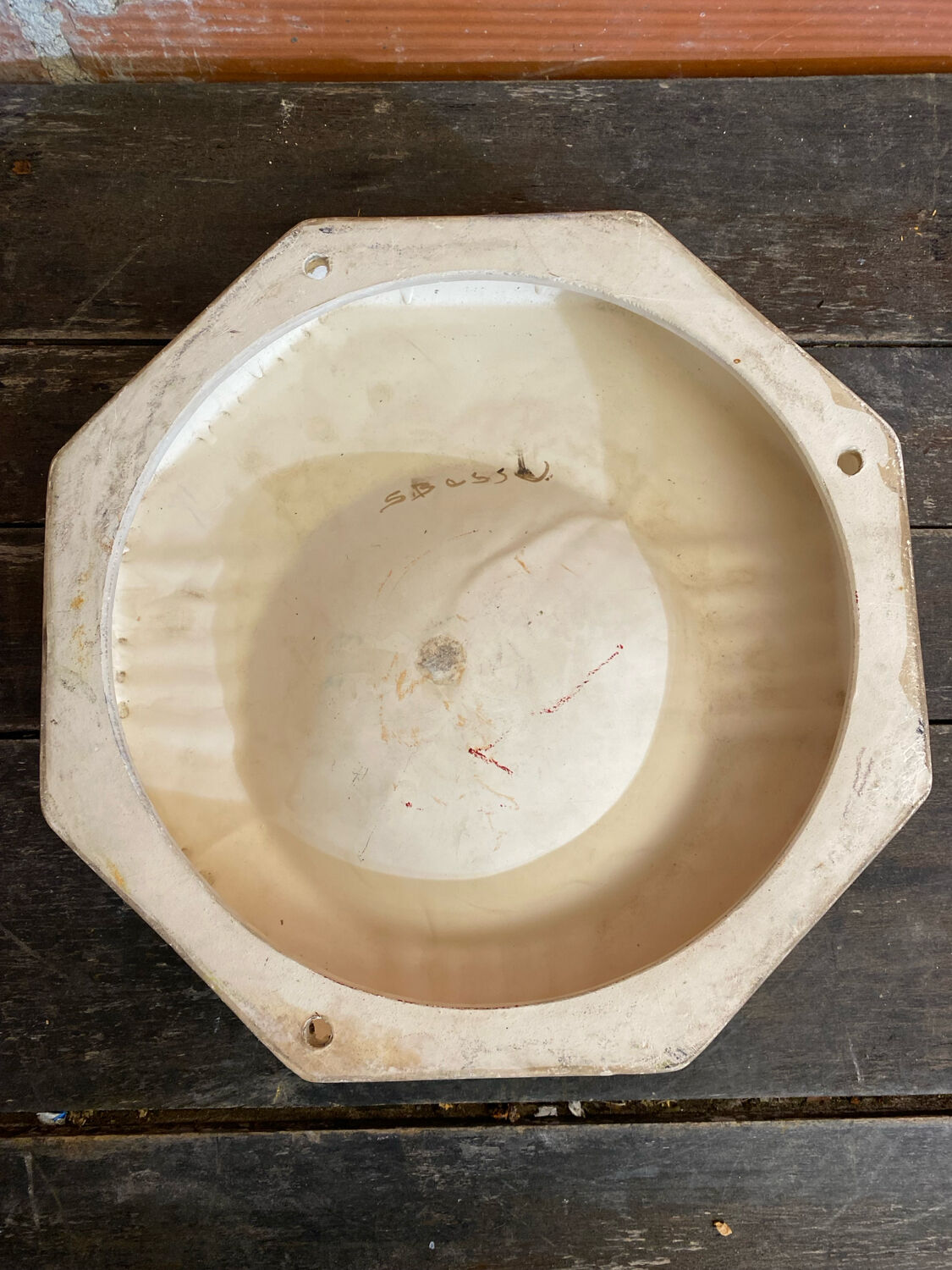 Vintage Black Cracked Ceramic Octagonal Ashtray S. BESSY