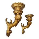 Paire d'appliques en bois doré, milieu du XIXe siècle