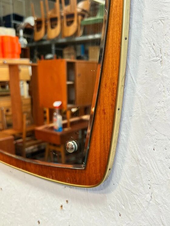 Vintage Mirror, Teak Wood, Sweden 1950's