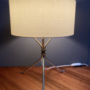 Brass lable lamp with round shade 1960s