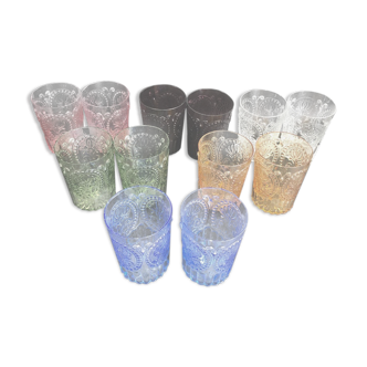 12 old mold glass glasses