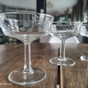 Set of 6 champagne glasses in antique chiseled epi glass