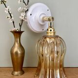 Vintage tulip wall light in thick amber glass