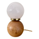 Lampe vintage opaline blanche et bois