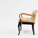 Art Deco side chair in beech wood, France 1940s