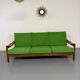 Vintage 3-seater canapé in solid oak with boucle fabric, Scandinavian design from the 70s.