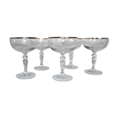 Lot of 5 cups champagne in Crystal engraved NET gold