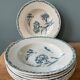 Set of 7 hollow plates Terre de Fer K.G Lunéville, model "carnation"