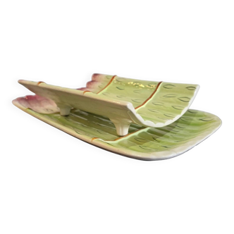 Service en faïence décor asperges – Plateau + égouttoir  (art