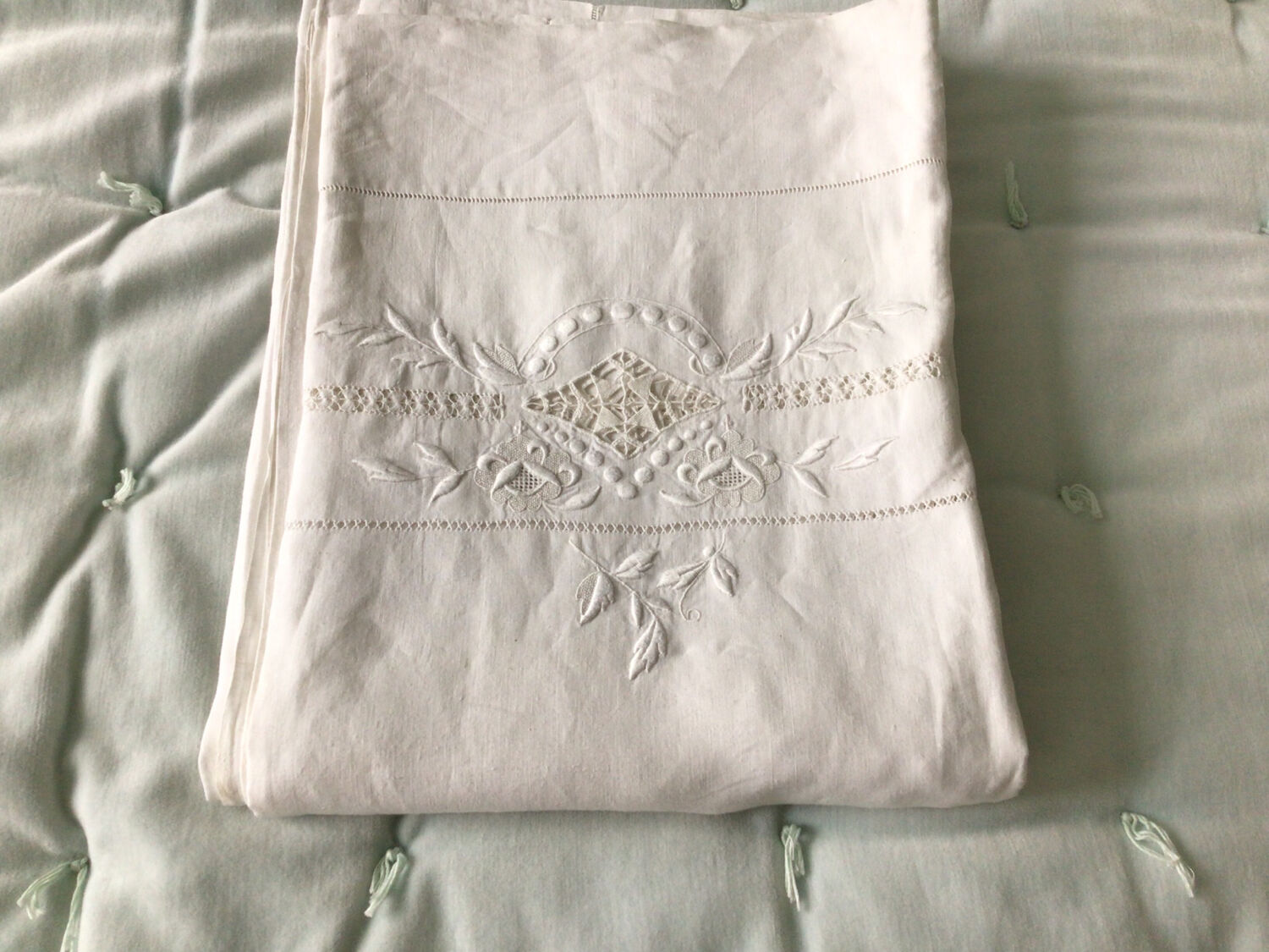 Antique embroidered sheet