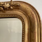 Old mirror louis Philippe Dore gold leaf pediment gilded fireplace