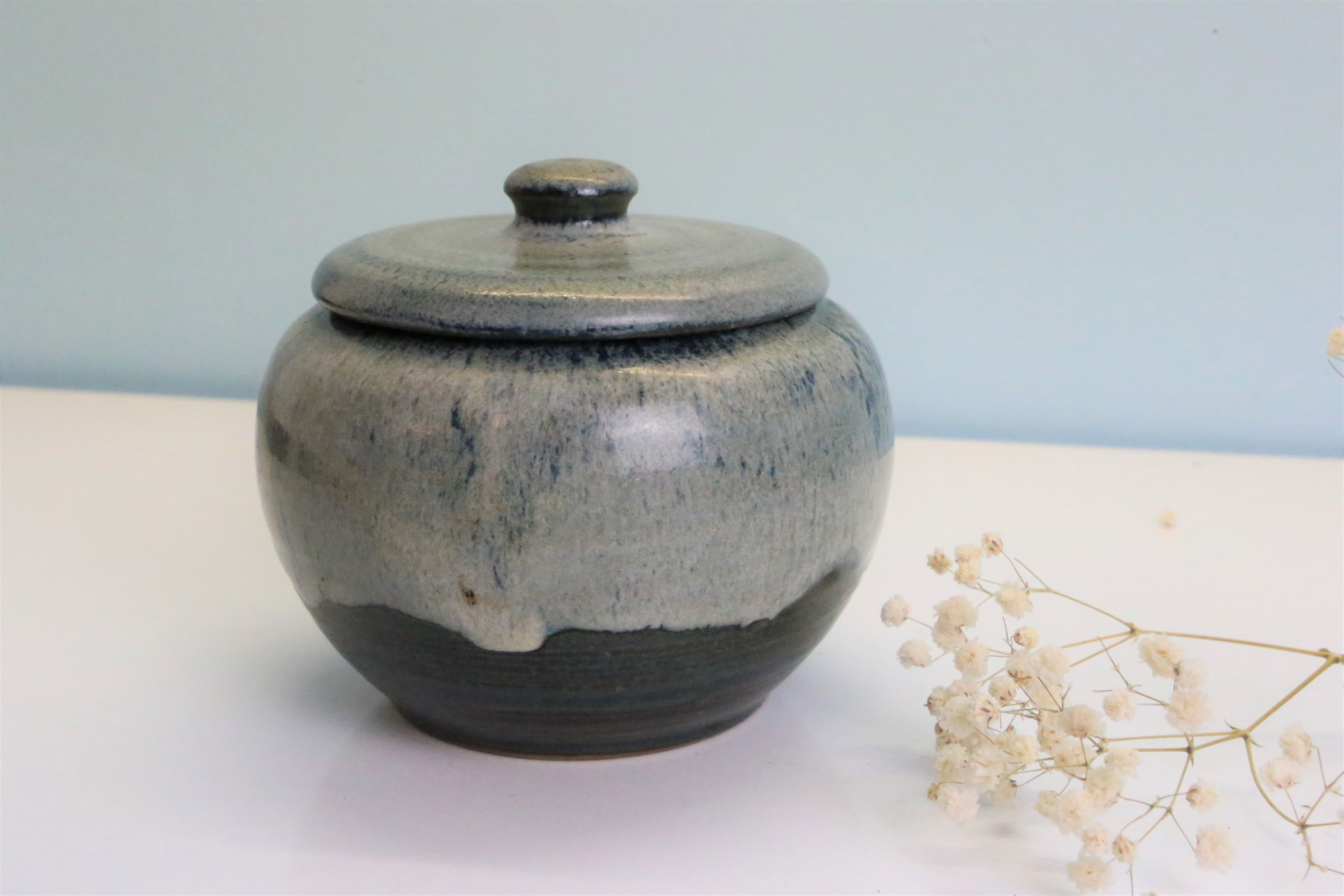 Sugar bowl, vintage pottery, French manufacture