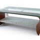 Metal coffee table with a glass top.
