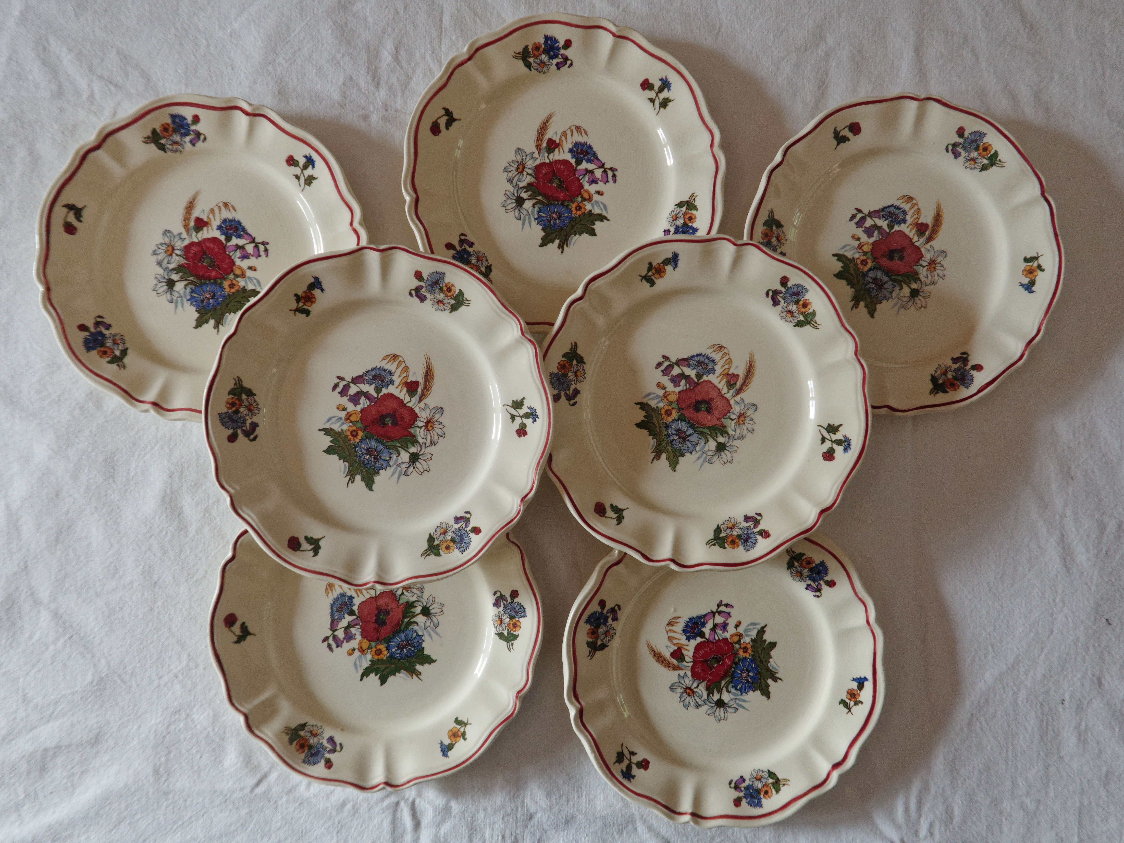 Lot 7 assiettes à dessert Sarreguemines Agreste