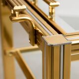 Bar Cart in Gold and Chrome with Glass Shelves, 1970s