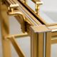 Bar Cart in Gold and Chrome with Glass Shelves, 1970s