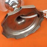 Art deco era table lamp chromed metal tulip in the shape of pink / opaque glass