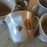 Set of 5 vintage stoneware coffee cups