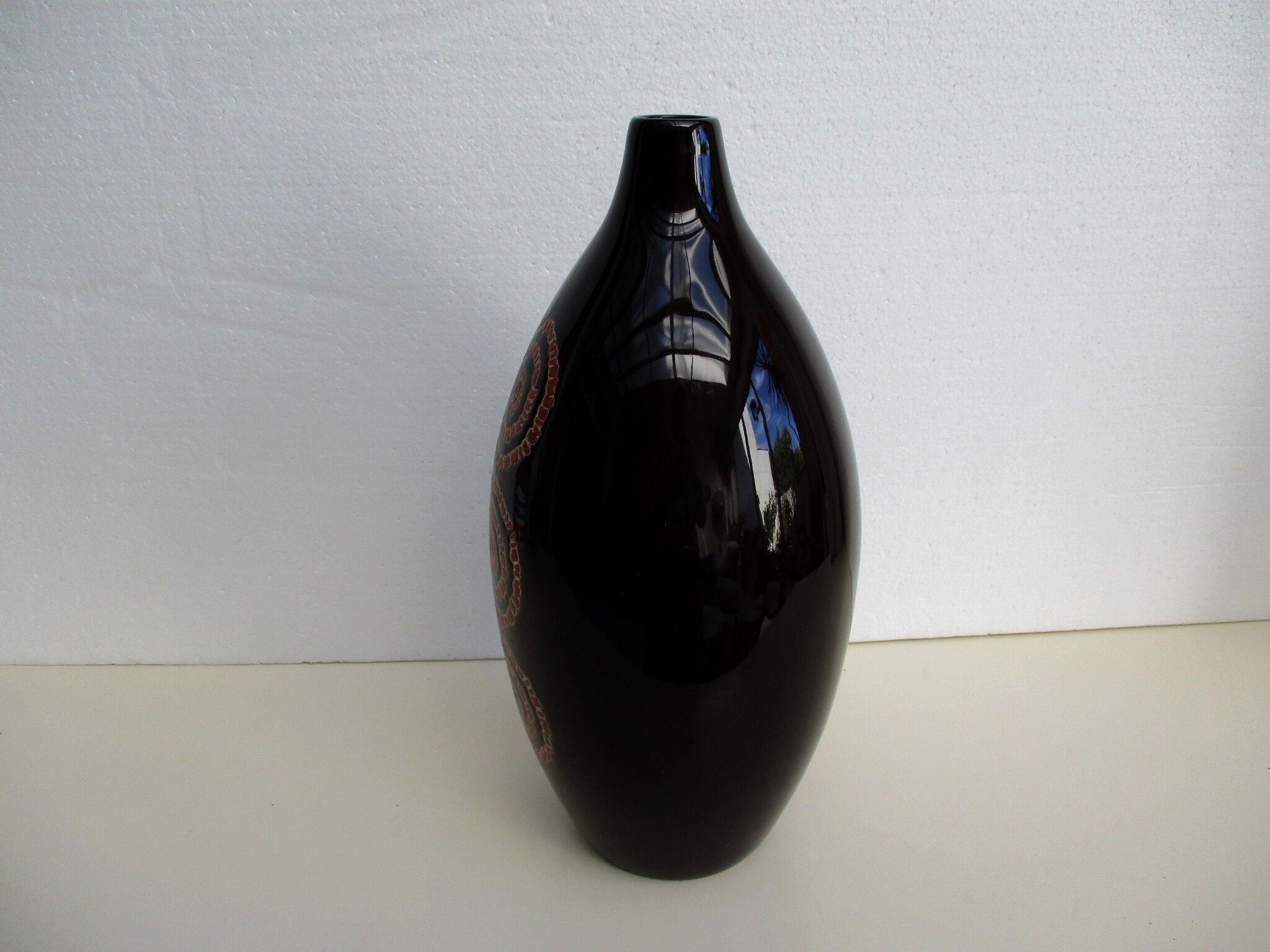 Large black ceramic vase
