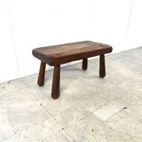 Table basse brutaliste en bois massif, années 1960
