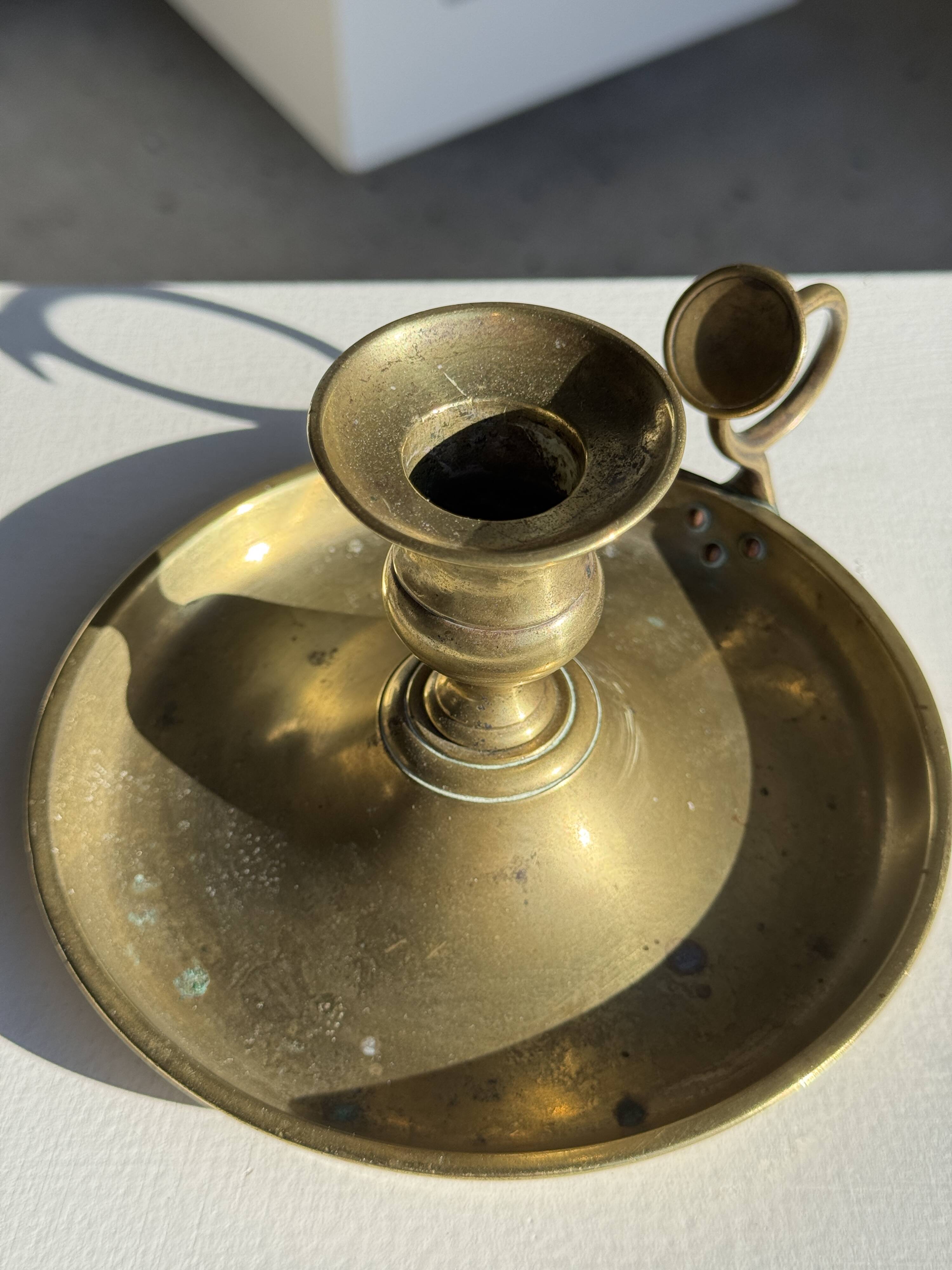 Antique gold hand candlestick H8 D14