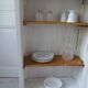 Bonnetière, vintage shallow dresser re-enchanted in pearl grey.