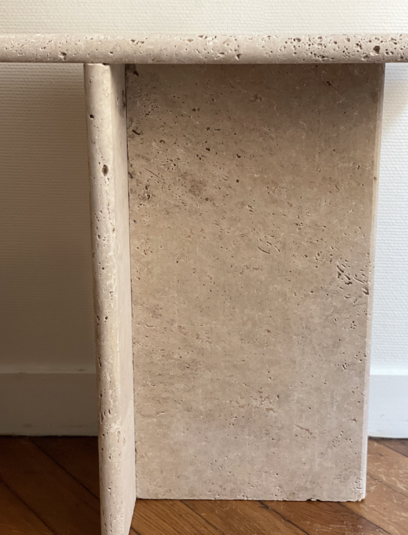 Travertine stone side table