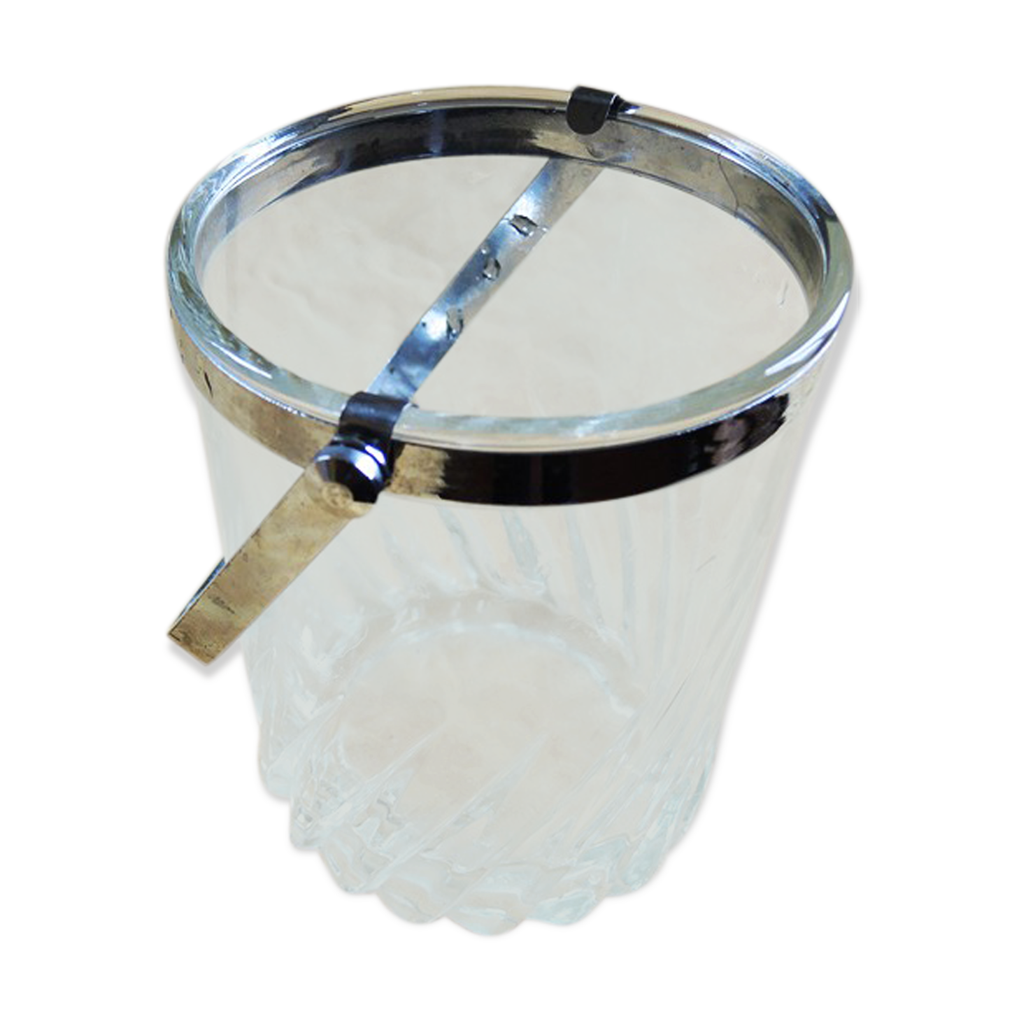 Former cut glass glass bucket & inox
